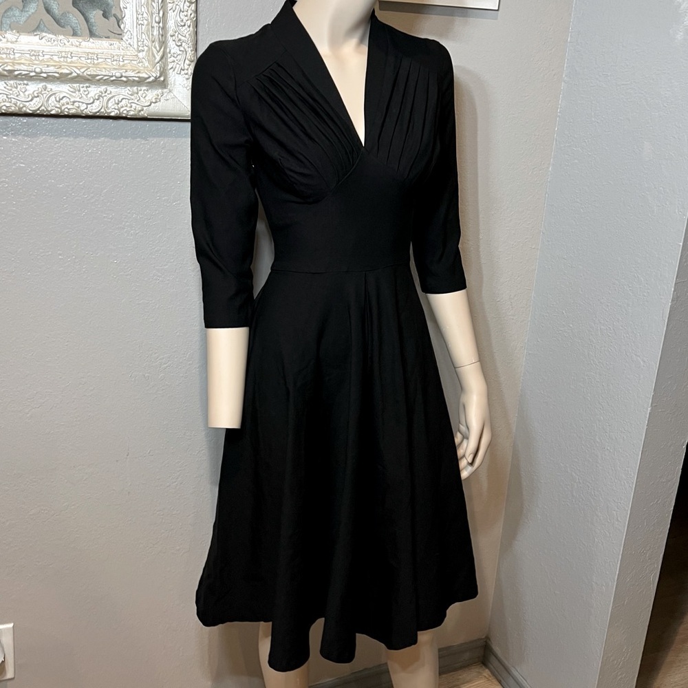 Vintage Style Black Pleated Dress